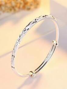 1 件优雅女士 925 纯银闪亮星星可调节手链，奢华简约金属首饰，送给朋友的礼物 - 銀色 - 查看 11