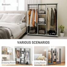 HOMCOM Open Wardrobe Double Mobile Storage Shees Organizer W 6 WheelsGrey - Grey1 - View 5
