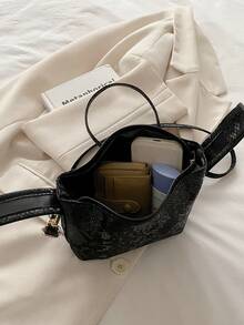 2025新款法式高端编织女士手提包，西式饺子包，小众质感通勤包，多功能托特包 - 黑色 - 查看 5