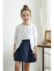 UMELOK Girls' Cardigans Sweater Cotton Button Solid Long Sleeve Knit Sweaters