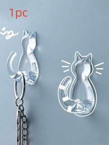 1/3/5个猫尾巴粘钩壁挂式卡通免打孔透明防水粘钩简约可爱猫咪挂钩适用于厨房、卫生间、卧室可爱又美观实用的墙面装饰挂钩可用于圣诞节、万圣节悬挂装饰物、旗帜、丝带等物美价廉质量好