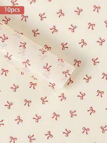 10pcs Pink Bow Tissue Paper For Gift Packaging, Cute Bouquet Packaging For Party Decoration, Gift Packaging For Birthdays, Weddings Gift Box, Gift Wrapping Supplies, Christmas Decorations