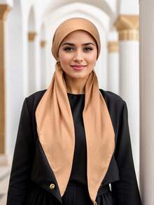 1件装女士亚麻弹力头巾帽，融合传统与现代风格，百搭时尚，适合日常通勤、文化活动、旅行、休闲聚会、宗教场合等。 - 燙鑽款 - 查看 3