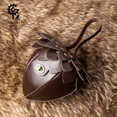1PC Vintage Waist Bag, Strawberry Shaped& Pine Cone Shaped Leather Pouch, Gothic PU Retro Coin Purse, Lightweight Carry Loop Strong Organizer