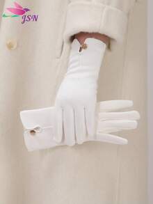 1 Pair Women's Autumn/Winter Touchscreen Thermal Lined Gloves, Fashion Outdoor Sports Cycling Driving Gloves