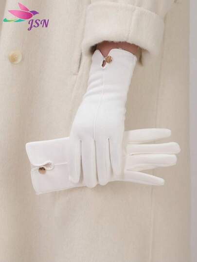 1 Pair Women's Autumn/Winter Touchscreen Thermal Lined Gloves, Fashion Outdoor Sports Cycling Driving Gloves