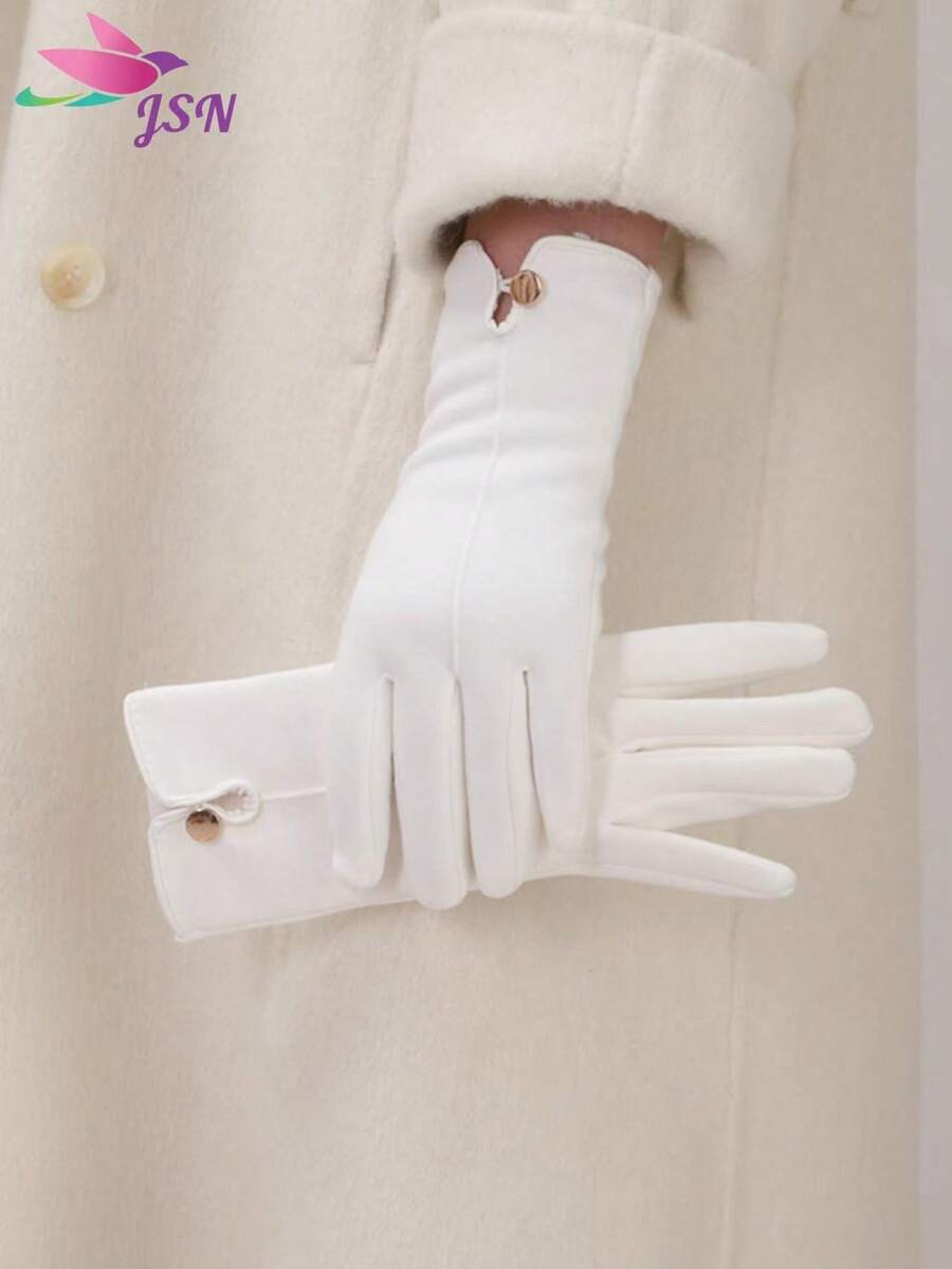 1 Pair Women's Autumn/Winter Touchscreen Thermal Lined Gloves, Fashion Outdoor Sports Cycling Driving Gloves