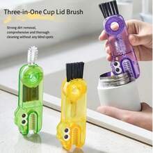Juego de 3 cepillos para limpiar botellas 3 en 1, de silicona, multifuncional, para limpiar huecos de tapas de vasos, herramienta para limpiar huecos de cocina. - Multicolor - Ver 4
