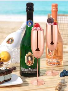 2 件优雅金属香槟杯 - 采用不锈钢材质，玫瑰金高端纹理酒杯，防摔且易于清洁，适合婚礼、派对和庆祝活动 - 圣诞节和万圣节节日礼物 - 彩色 - 查看 2