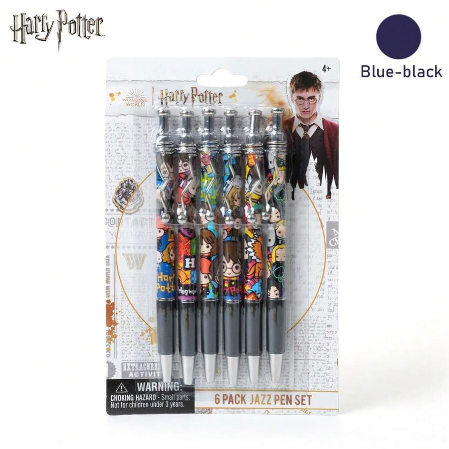 Warner Bros Set Of 6 Harry Potter Hogwarts Cartoon Style Gel Ink Pens Officially Licensed Medium Point Black Gel Ink Pens For Adults Journaling Drawing Writing And Office Supplies Great As Gifts And Stocking Stuffers