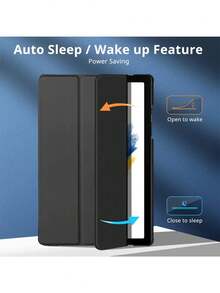 3-Fold Flip Tablet Protective Case, Compatible With Samsung Galaxy Tab A9 Plus A8 A7 Lite S M-T220 X110 X210 X200, Ultra-Thin Faux Leather Tablet Protective Case, Compatible With Samsung Galaxy Tab/MatePad/Honor Pad/ Tab/Redmi/ Tablets - Black - View 4