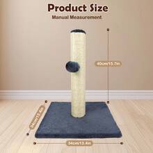 EFAN 40 Cm Tall Pet Cat Scratching Board, Entertainment Toy For Cat, With Hemp Rope And Soft, Smooth Plush Covering, Vertical Scratching [Fully Extended], Modern And Stable Design, Specially Designed For Cats. - Dark Grey - View 9