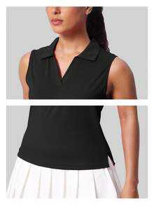 Women's Sleeveless Golf Shirts UPF 50+ Quickly Dry Tennis Polo Lightweight Sports Athletic Tank Tops - màu đen - Xem 7