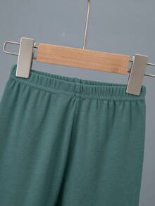 圣诞节幼儿男童保暖内衣套装，绿色圣诞树卡通印花家居服，纯棉春秋睡衣，男童长袖和长裤 - 綠色 - 查看 7