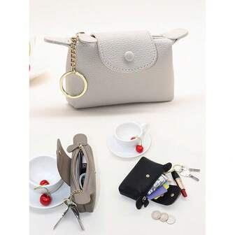 Monedero con cremallera minimalista para mujer, billetera mini, monedero pequeño, monedero lindo, llavero monedero
