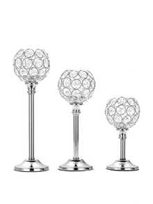 Set Of 3 Gold Crystal Bowl Candlestick Holders Metal Crystal Tealight Candelabras, Tall Crystal Votive Candlesticks Elegant Crystal Candle Stand For Dining Table Centerpiece Wedding Candle Decor,Room Decor,Gifts Birthday Graduation - Nhiều màu - Xem 14