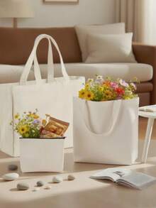 4/1件黑白组合套装，热升华手提袋，空白帆布手提袋，可用于装饰和DIY手工购物袋，简约优雅，旅行收纳袋，纯色大容量旅行袋：户外美女的完美搭配！是馈赠家人和朋友的最佳礼物。这款大号包适合学生、返校学生和老师。 - 彩色 - 查看 15