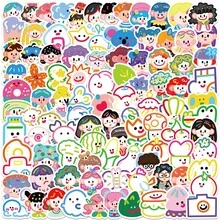 100片多巴胺小元素人物贴纸DIY笔记本手提箱日记本吉他滑板贴花学生礼物 - 彩色 - 查看 10