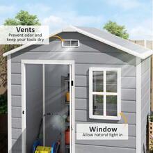 Outsunny 6 X 4ft Outdoor Shed With Foundation Lockable Door Vents Windows Plastic Shed For Tool Storage Grey Aosom UK - Xám1 - Xem 6