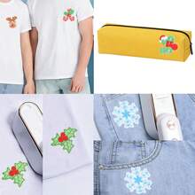 2/6pcs Santa Claus & Reindeer Fabric Patches, Non-Woven Christmas Series Candy Cane, Letter, Leaf Fabric Patches, DIY Clothing, Shoes, Hats Decoration