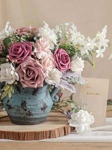 5 peças/15 peças/25 peças Rosa Artificial, Conjunto de Rosas Artificiais Gradiente Verde Floresta - Conjunto de Buquê de Casamento DIY, Adequado para Casamento, Bolo e Decoração de Mesa de Festa. Rosas de Espuma de Simulação em Caixa de Presente Tingida, Atmosfera Leve de Luxo/Simples/Estilo Europeu, Envie para Amigos, Parceiros, Mães, Namoradas. Dia de Natal