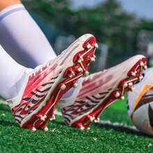 Men's Soccer Shoes Low-Top Soccer Shoes Outdoor Breathable Athletic Professional Spikes Youth Boys Football Shoes Unisex - Red - View 6