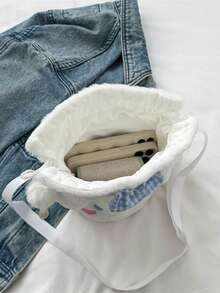 Sanrio 1 PC Sanrio Cinnamon Dog Kuromi Plush Drawstring Bag Bucket Bag Crossbody Bag Cartoon Bag Shoulder Bag