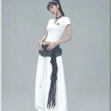 1 件闪亮爵士舞新款弗拉门戈荷叶边裙，街舞品牌飘逸流苏分层腰带，肚皮舞配饰美式臀部围巾，性感迷你裙适合舞台表演，适合夜总会、迪斯科、节日、派对、晚礼服配饰 - 彩色 - 查看 8