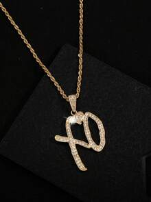 Simple And Delicate Xo Cubic Zirconia Inlaid Iron Chain Necklace, For Both Men And Women