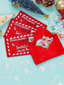 6pcs-Christmas Non-Woven Envelope,Christmas Felt Envelopes Letter To Santa Claus Xmas Candy Gift Embroidered Bag Christmas Tree Ornament, Christmas Tree Decoration Pendant Can Hold Candy Christmas Card Bag