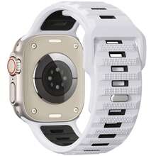 46mm/49mm/45mm/44mm/42mm 硅胶运动表带，兼容 Ultra 2/Ultra，适合男士 Series 1 2 3，防水表带适用于 Series 10 9 8 7 6 5 4 SE 3 2 1 - 白色 - 查看 2