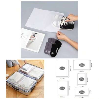 25 Pcs Resealable Ziplock Bags, Plastic Hospital Bags Maternity Essentials, Frosted Ziplock Seal Bag Travel Accessories Space Saver Storage Luggage Or