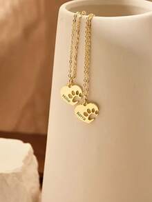 1 chiếc vòng cổ hình móng mèo hoặc móng chó in hình trái tim, khắc tên theo yêu cầu, dành cho gia đình, cha mẹ, người thân, bạn bè, bạn thân, bạn học. Vòng cổ mặt dây chuyền hình trái tim có khắc tên, có thể tùy chỉnh 1 tên/2 tên/3 tên. Thiết kế kiểu dáng trung tính, đơn giản và tinh tế, làm bằng thép không gỉ, quà tặng sinh nhật, kỷ niệm, ngày lễ tình nhân, Giáng sinh, Halloween cho nam và nữ. - Nhiều màu - Xem 5
