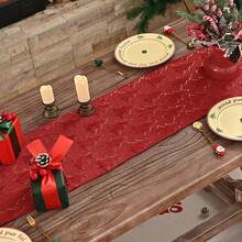 Șervețel de masă pentru brad de Crăciun cu folie aurie, decor de masă de Crăciun cu folie aurie - fabricat din țesătură de poliester, decor dreptunghiular de bucătărie pentru sărbători, potrivit pentru reuniuni de familie, atmosferă de petrecere de Crăciun