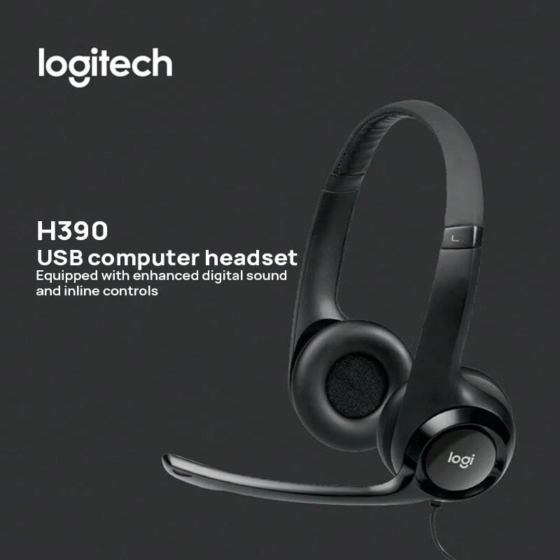 Logitech H390 頭戴式有線耳機 清晰通話 便利線控 舒適襯墊 立體聲音效 降噪麥克風 旋轉麥克風桿 USB-C介面 黑色 - 黑色 Type-c接口 - 查看 1