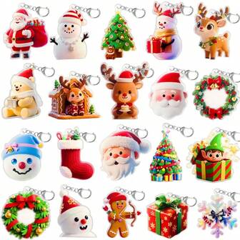 5pcs/10pcs/20pcs Acrylic Printed Christmas Ornaments, Can Be Used As Keychains, Bag Charms, Christmas Tree Decorations, Christmas Party Favors And Gifts
