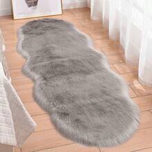 1pc Faux Fur Rug, Multiple Colors Available, 120cm Long X 60cm Wide, Non-Slip, Handwash & Machine Washable, Wavy Shaped Carpet For Living Room, Bedroom, Bedside, Sofa, Kids Room, Wedding, Christmas, Fireplace, Dining Table, Plush Soft Luxury Home Decor