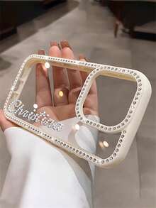 Personalized Name Letters Name Rhinestone Pattern Customized Transparent Compatible With IPhone 17 16 15 14 13 Pro Max Shockproof Protective Cover,Season Picks,2025phonecase