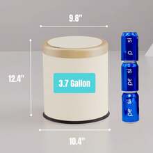 LOVEWE 1PC 12L Luxury Large Capacity Push-Lid Trash Can, Dual Inner Buckets, Bathroom Trash Can, Odor-Sealing Oval Garbage Bin, Modern Plastic Waste Container For Kitchen, Bedroom, Living Room, Bathroom - màu trắng sữa - Xem 3