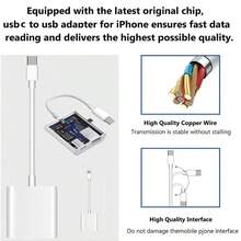 Adaptador multifuncional 2 em 1, conversor de transferência rápida de dados tipo C para USB/tipo C, compatível com iPhone 16/16 Pro/16 Pro Max/16 Plus/15/15 Pro/15Pro Max/iPad Mini6/iPad Air4/iPad Pro,