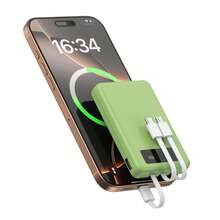Mini cargador portátil para teléfono móvil de 5000 mAh, entrada tipo C, bloque USB C, salida de 4 USB, cable tipo C integrado, microcable, compatible con iOS y otras series. Compatible con la mayoría de productos electrónicos. - Verde - Ver 9