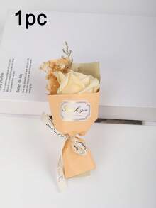 5pcs/1pc Set Artificial Flower Bouquet, Fake Rose Wrapped In Paper, Never Withering Flowers. Suitable As Mother's Day, Valentine's Day, Wedding Souvenirs, And Home Party Table Decorations.