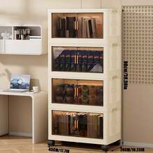 4-Tier Storage Boxes With 4 Lids, Plastic Storage Box With Lid, 35L X 4 Stackable Storage Boxes With Wheels, Foldable Box, Bathroom, Organizer For Bedroom, Study, Office - 杏色 - 查看 2