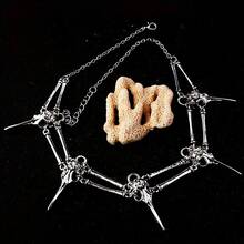 Gothic Alloy Bird Skull Necklace - 銀色 - 查看 4