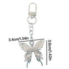 1pc Y2K Butterfly Keychain, Creative Vertical Stripe Butterfly Couple/Best Friend Gift, Bag Charm - Silver - View 3