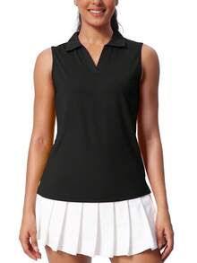 Women's Sleeveless Golf Shirts UPF 50+ Quickly Dry Tennis Polo Lightweight Sports Athletic Tank Tops - màu đen - Xem 1