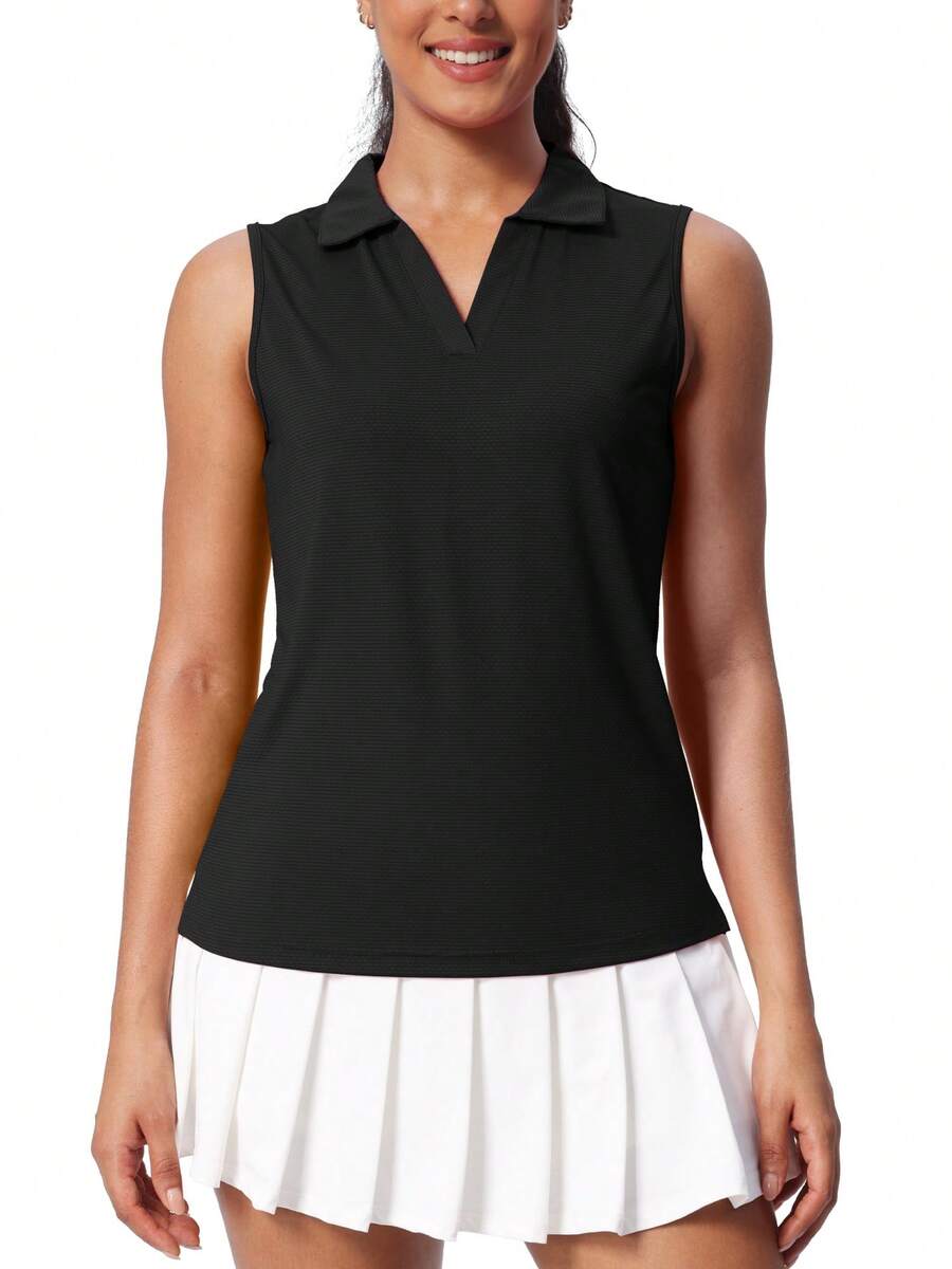 Women's Sleeveless Golf Shirts UPF 50+ Quickly Dry Tennis Polo Lightweight Sports Athletic Tank Tops - màu đen - Xem 1