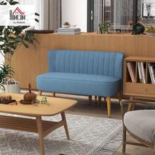 HOMCOM Sofa 2 Sitzer Couch, Kleine Loveseat mit Leinen-Optik Modern Polstersofa für Wohnzimmer, Schlafzimmer, kleinen Raum, Blau 117 x 56,5 x 77