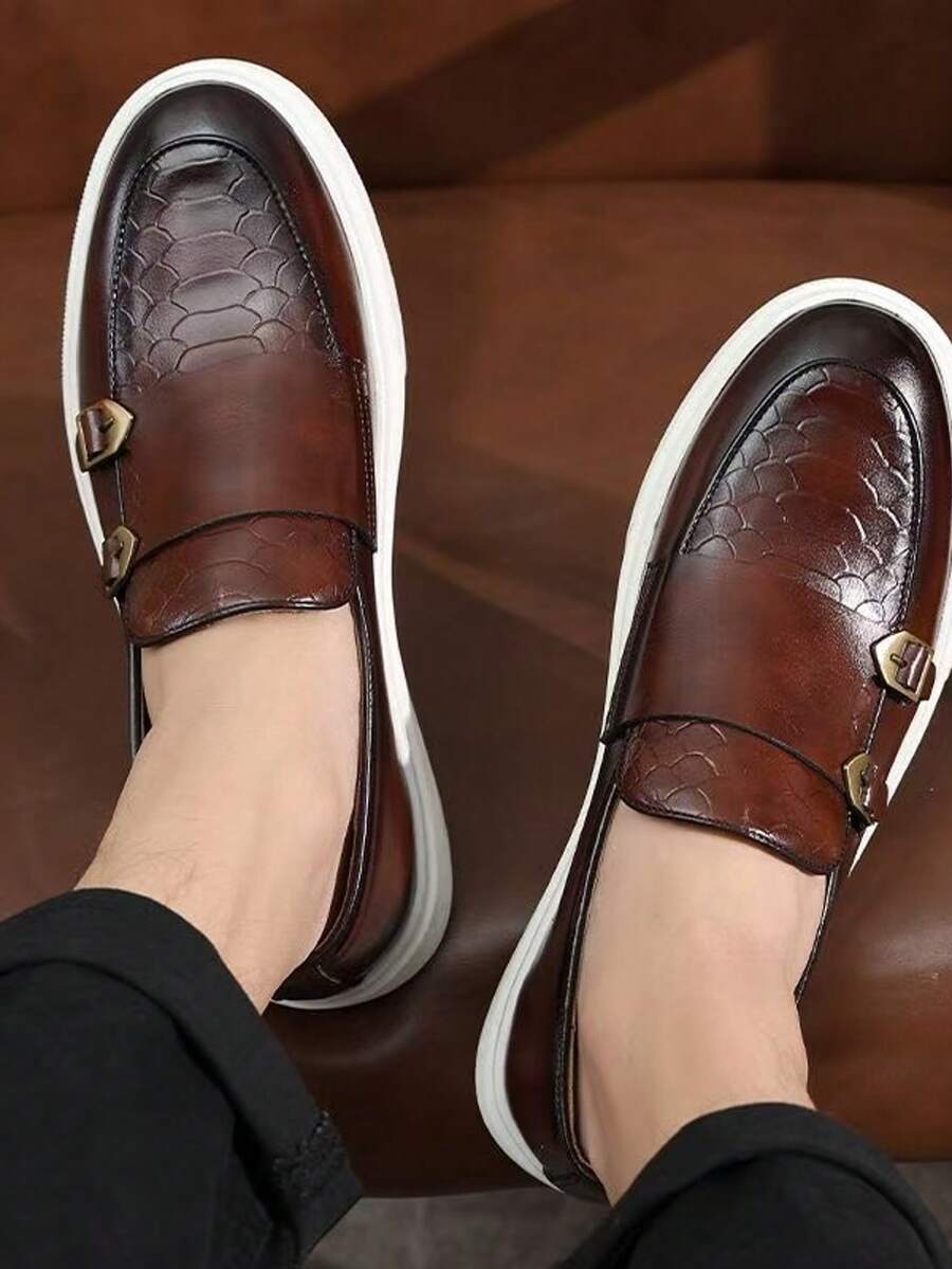 Business Casual Shoes For Men, With Lace-Up Design And Rubber Sole, Suitable For Daily Dress, Multifunctional Dress Shoes, Universal All Season. - 棕色 - 查看 1