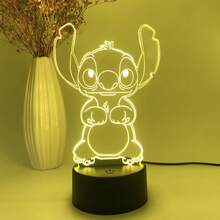 Disney Anime 3D Night Light Lilo And Stitch Figure Merch 3D Illusion Cute Anime Lamp Gift For Son Grandson Child Kids Birthday Christmas Present Night Light Bedroom Decorations For Boys Girls Anime Stuff Goods Stitch Night Lamp Decor